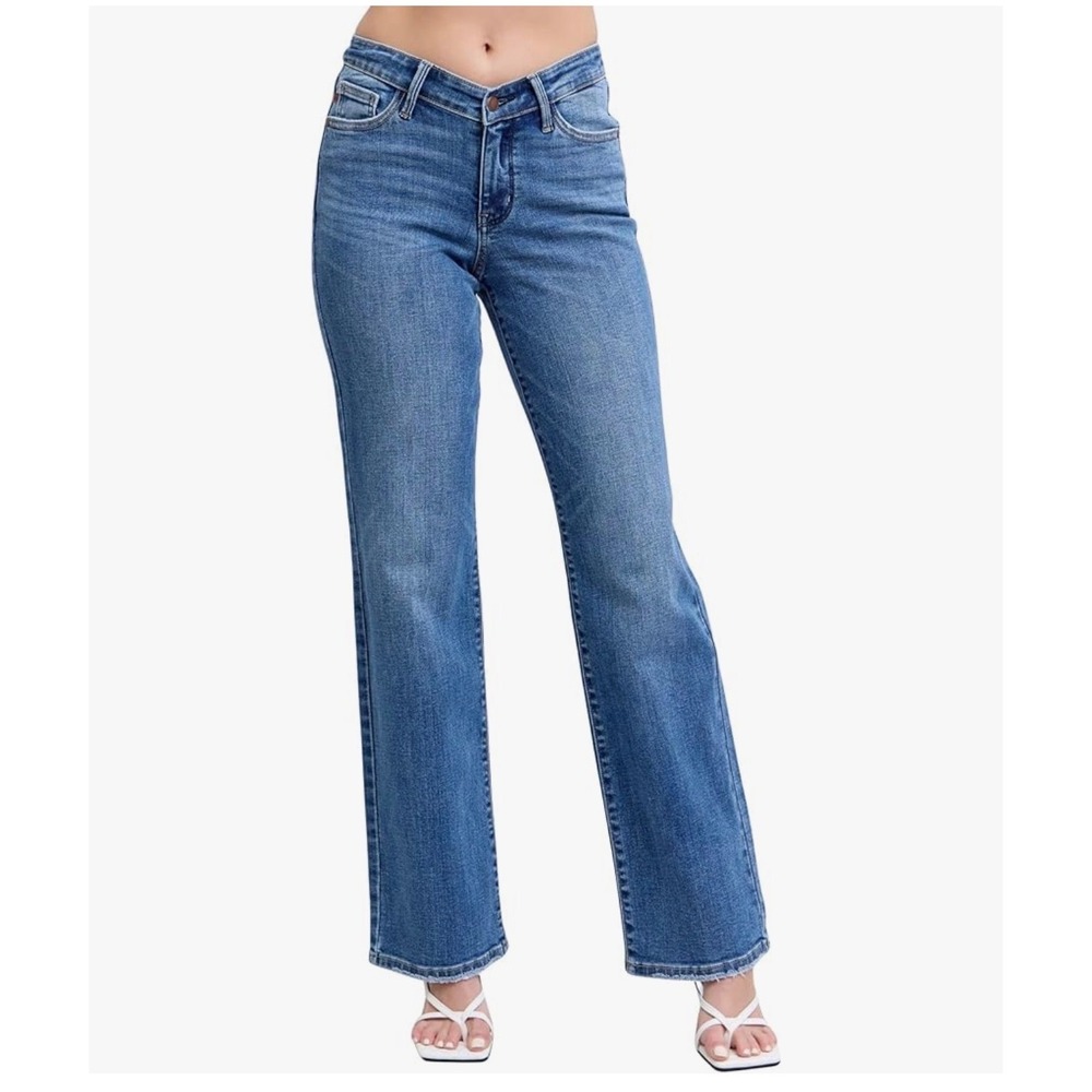 JUDY BLUE 90s Straight Fit V-Front Jeans Size 13/31 NEW Medium Wash Casual